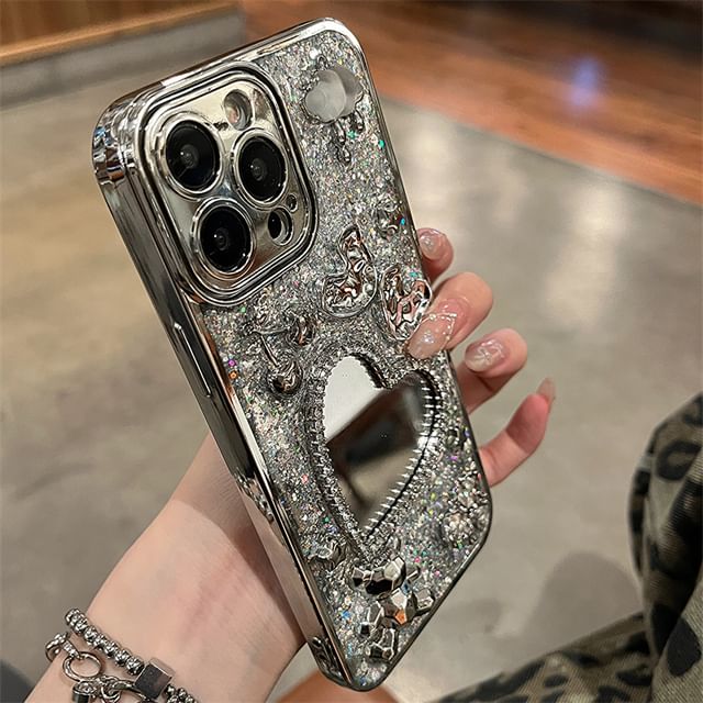 Case Mirrored Heart Strap / Set Phone