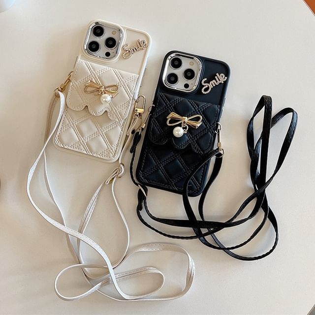 Card Holder Lanyard Leather Case Phone Faux