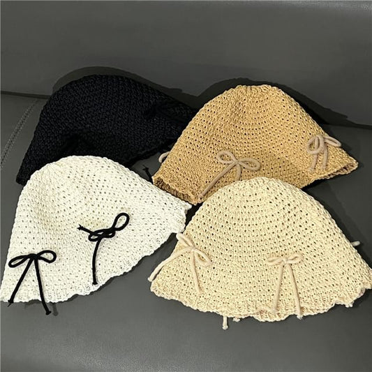 Cloche Hat Knit Bow