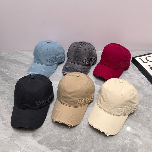 Baseball Cap Lettering Distressed Embossed