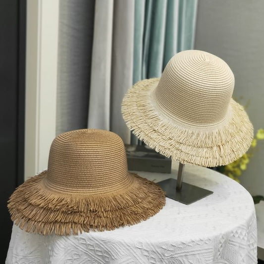 Straw Hat Sun Fringed Plain