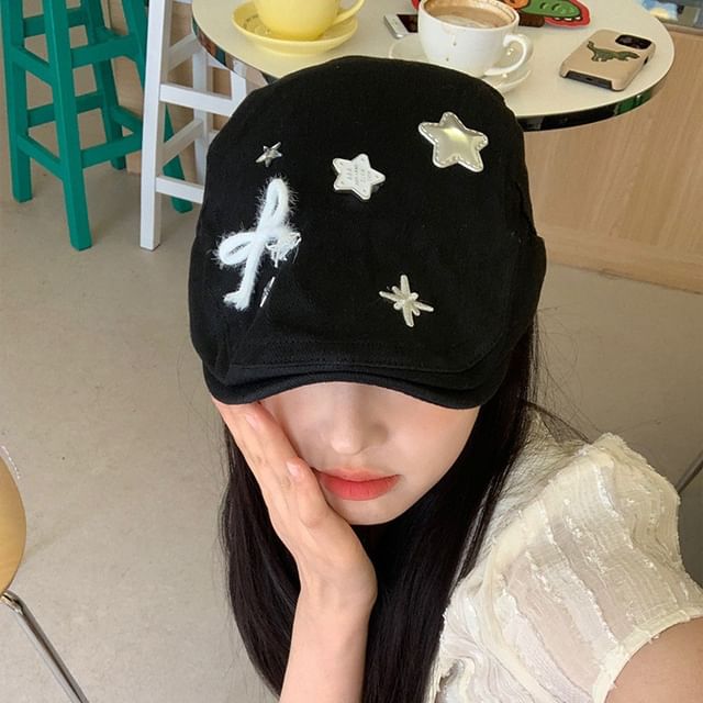 Star Cap Applique Bow Flat