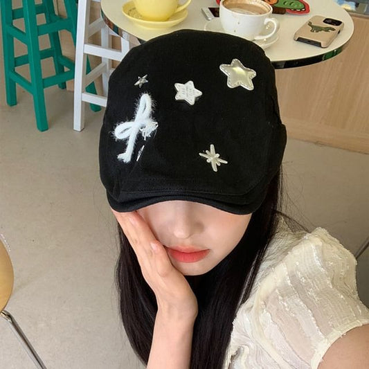 Star Cap Applique Bow Flat