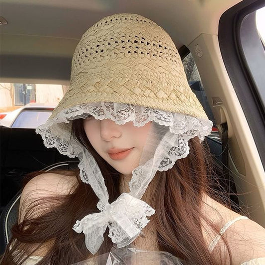 Hat Lace Bucket Trim Straw