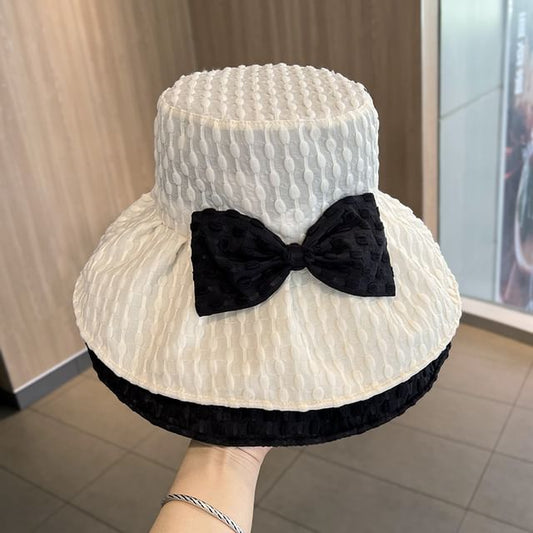 Bucket Jacquard Bow Hat