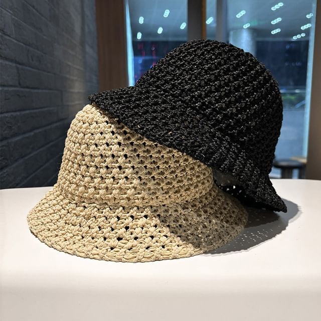 Plain Perforated Bucket Hat Knit