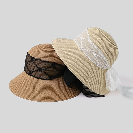 Straw Hat Lace Bow Sun
