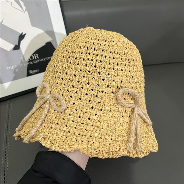 Cloche Hat Knit Bow