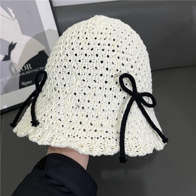 Cloche Hat Knit Bow