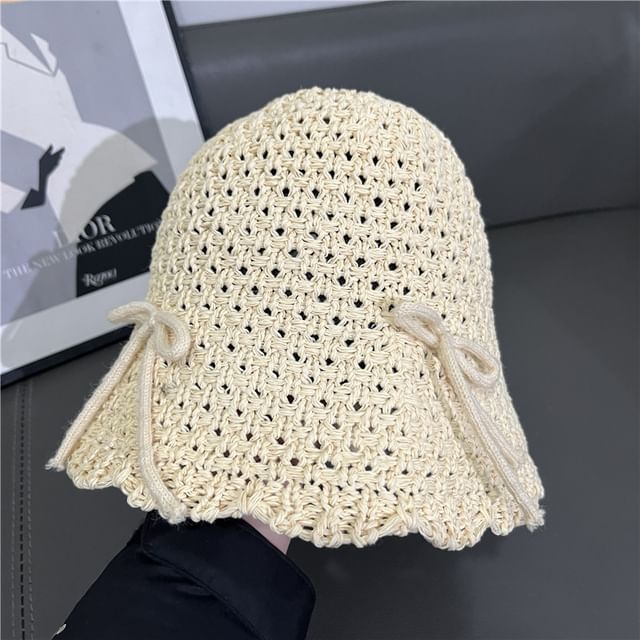 Cloche Hat Knit Bow