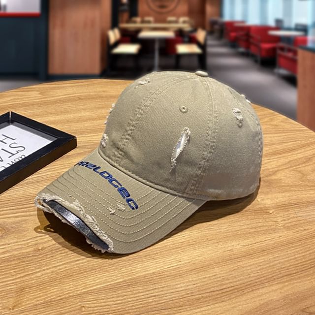 Baseball Cap Embroidered Distressed Lettering