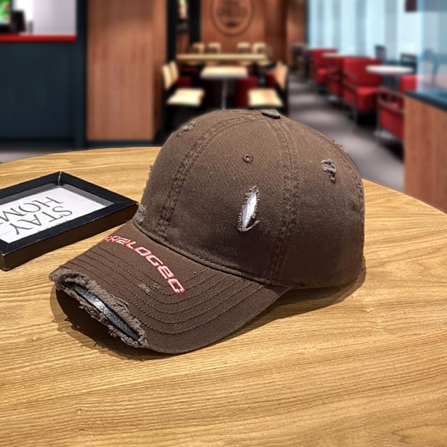 Baseball Cap Embroidered Distressed Lettering