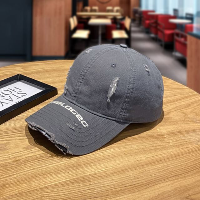 Baseball Cap Embroidered Distressed Lettering