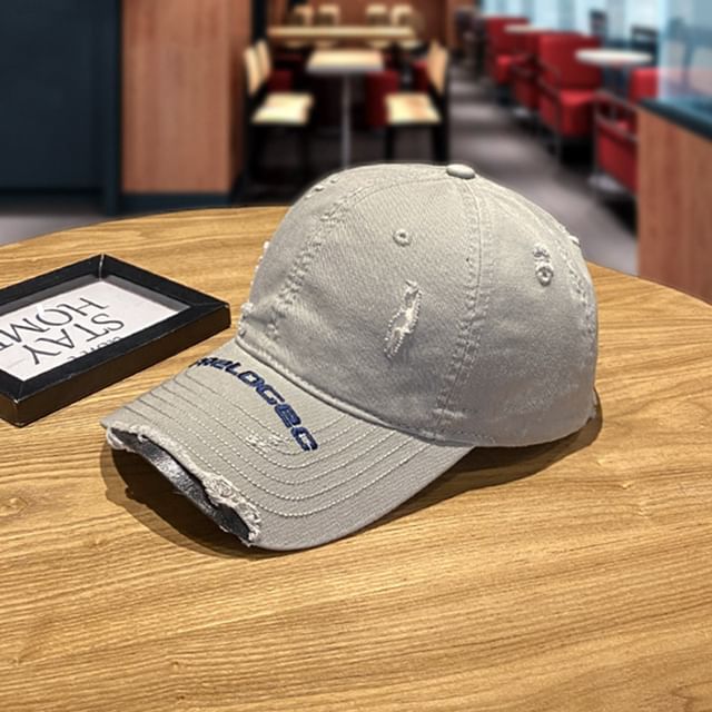Baseball Cap Embroidered Distressed Lettering
