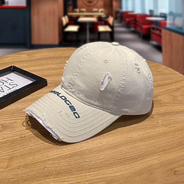 Baseball Cap Embroidered Distressed Lettering