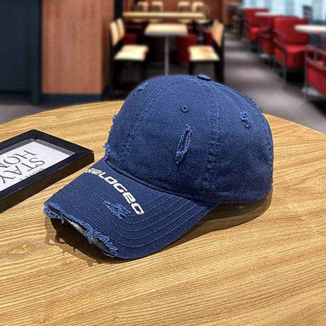 Baseball Cap Embroidered Distressed Lettering