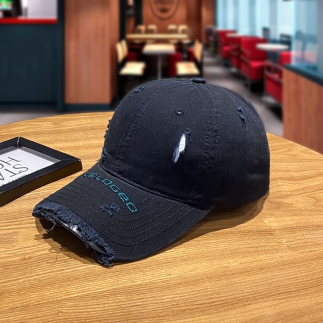 Baseball Cap Embroidered Distressed Lettering