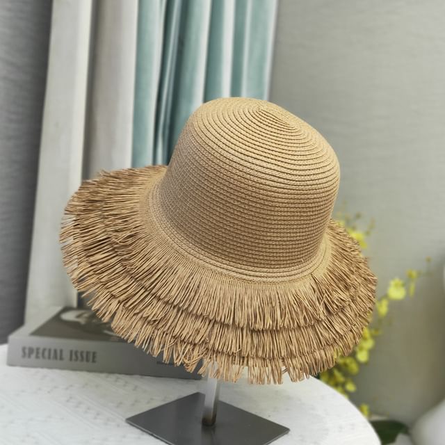 Straw Hat Sun Fringed Plain