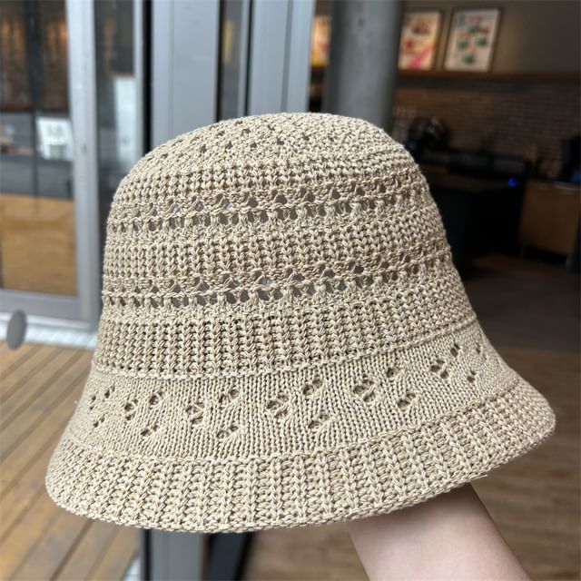 Perforated Bucket Hat Knit Plain