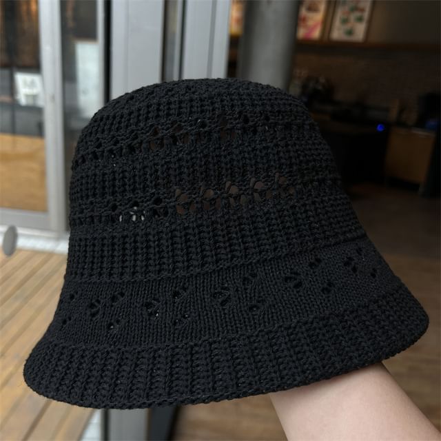 Perforated Bucket Hat Knit Plain