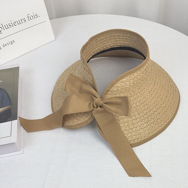 Brim Sun Wide Visor Contrast Trim Straw