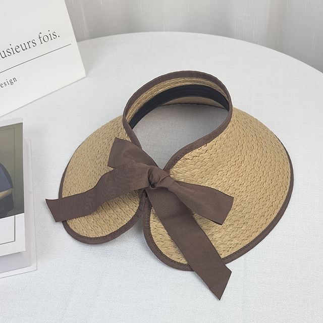 Brim Sun Wide Visor Contrast Trim Straw