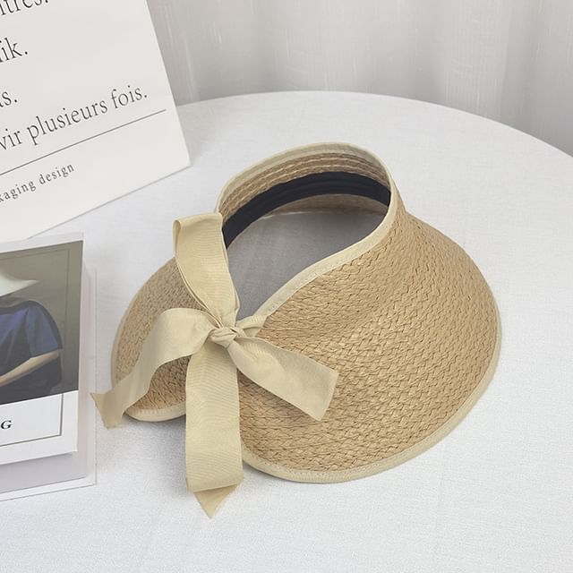 Brim Sun Wide Visor Contrast Trim Straw