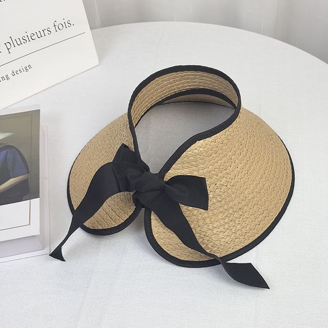 Brim Sun Wide Visor Contrast Trim Straw