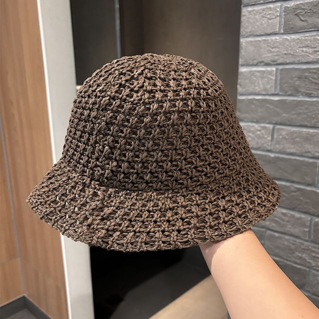 Plain Perforated Bucket Hat Knit