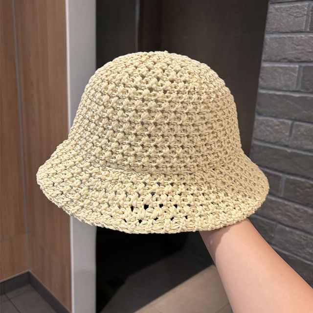 Plain Perforated Bucket Hat Knit
