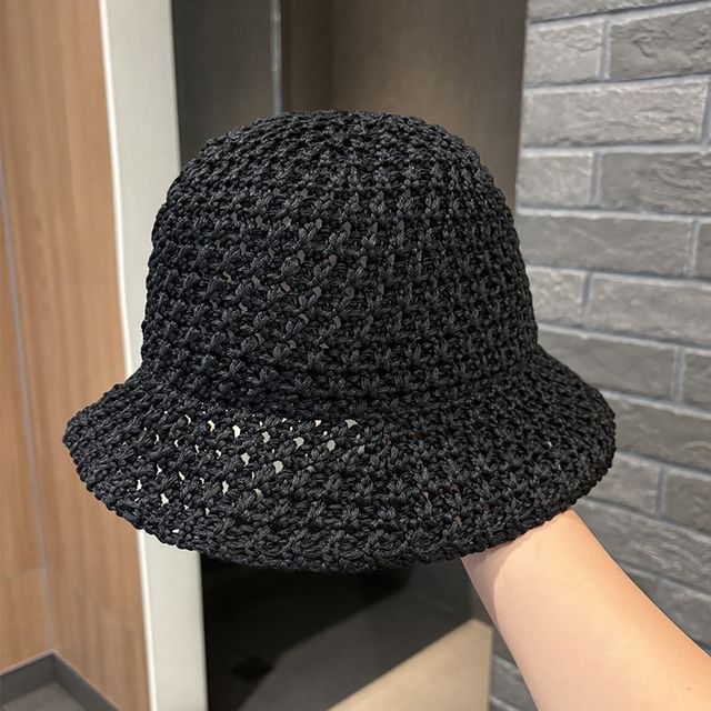 Plain Perforated Bucket Hat Knit