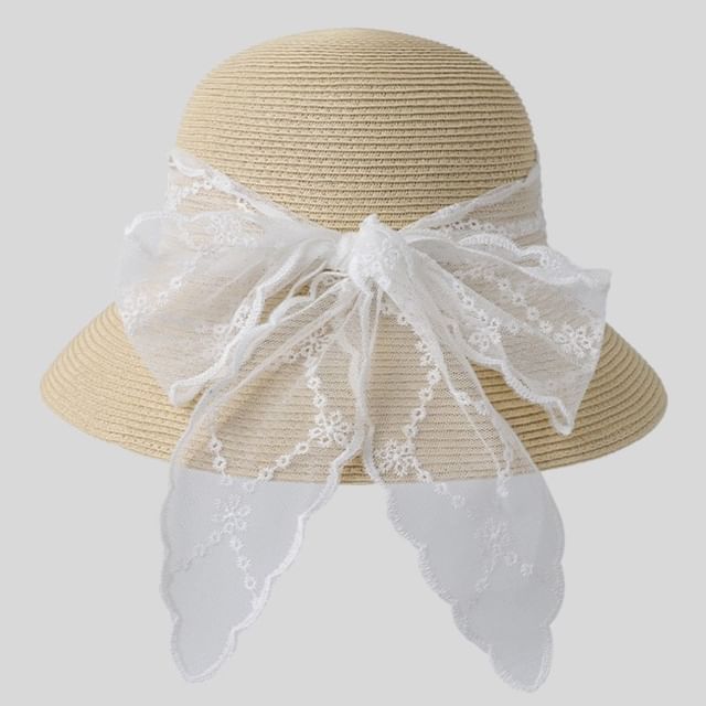 Straw Hat Lace Bow Sun