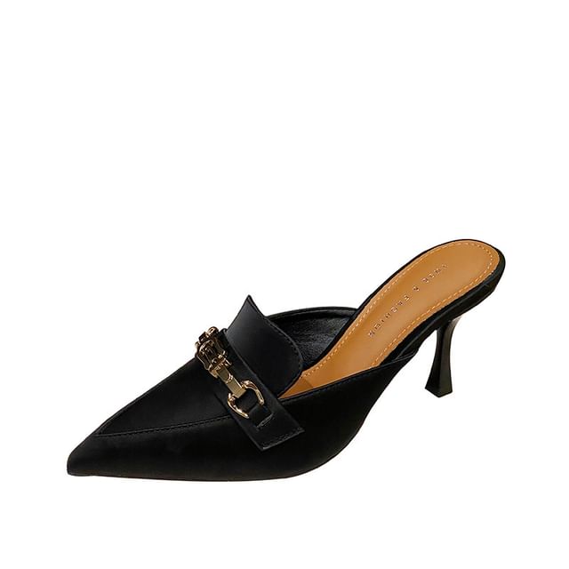 Horsebit High Pointed Heel Toe Mules