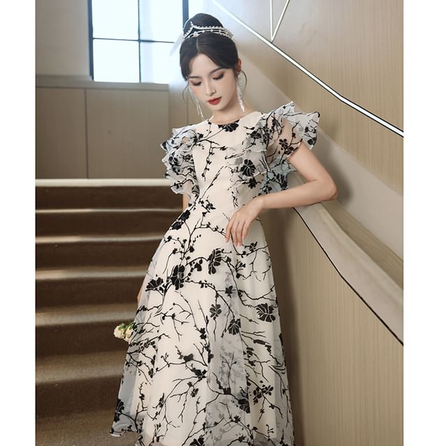Floral Short-Sleeve A-Line (Various Gown Evening Designs)