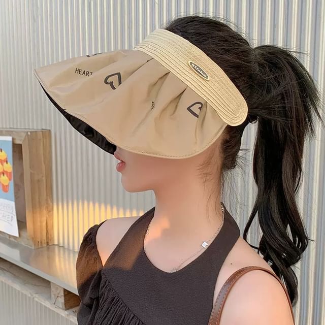 Print Sun Visor Wide Brim Heart