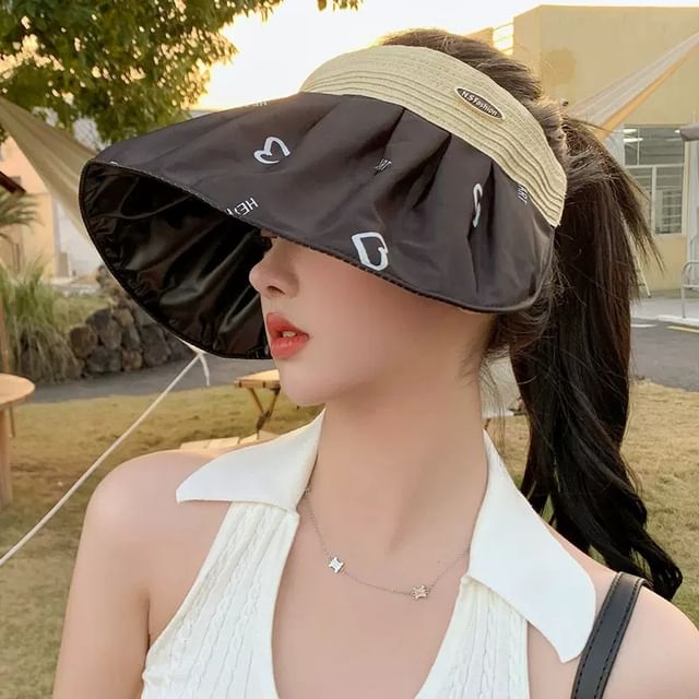 Print Sun Visor Wide Brim Heart