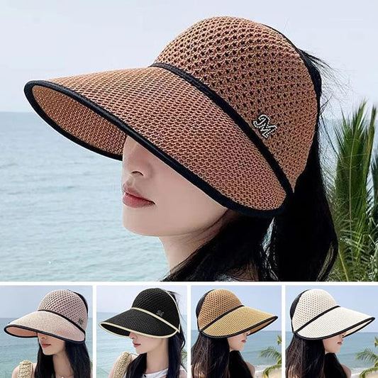 Trim Top Open Lettering Hat Contrast Sun