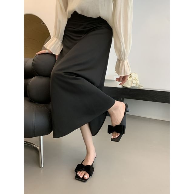 Kitten Heel Bow Sandals Slide