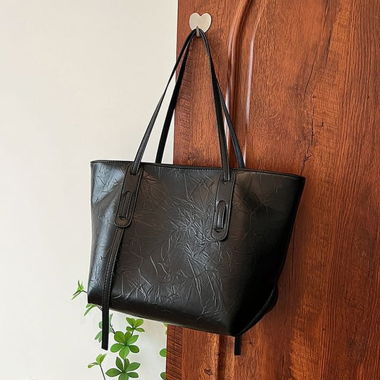 Leather Faux Tote Plain Bag