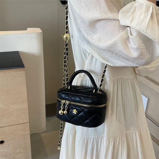 Leather Crossbody Strap Faux Quilted Bag Chain Plain