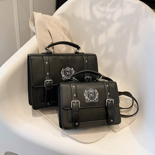 Faux Backpack Studded Embroidered Leather Satchel