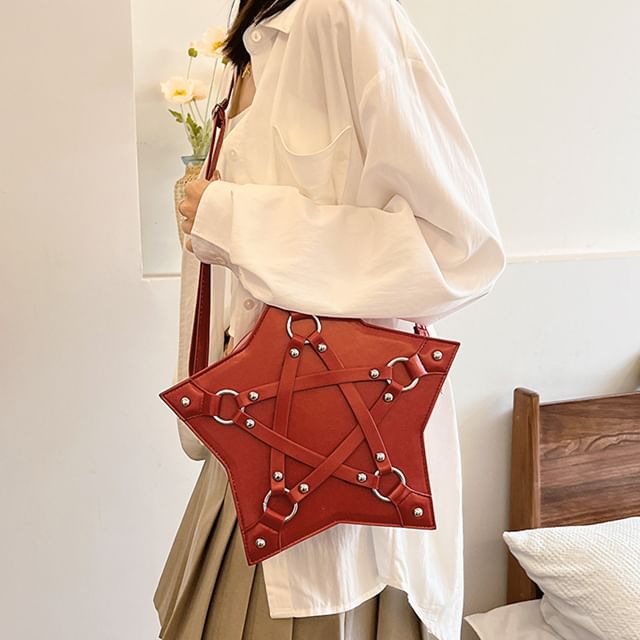 Star Faux Shape Bag Studded Leather Crossbody