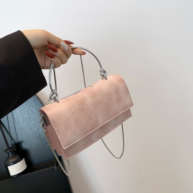 Top Leather Flap Faux Chain Crossbody Strap Bag Handle