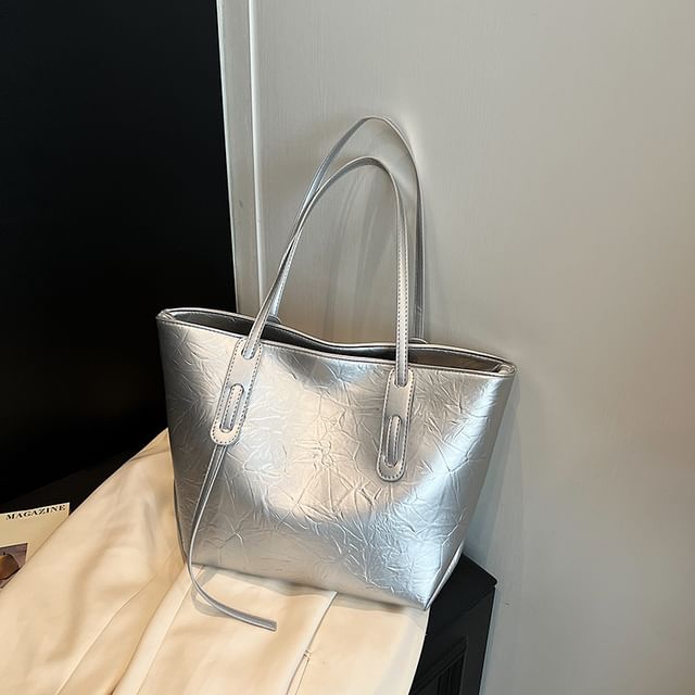 Leather Faux Tote Plain Bag