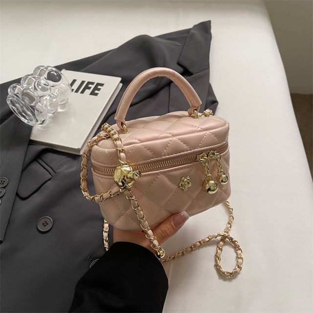 Leather Crossbody Strap Faux Quilted Bag Chain Plain