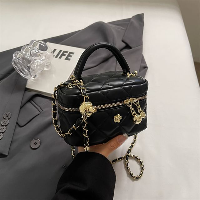 Leather Crossbody Strap Faux Quilted Bag Chain Plain