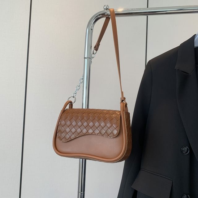 Bag Flap Faux Woven Leather Crossbody Plain