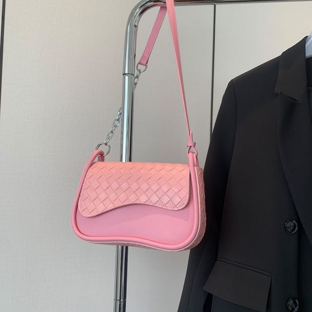 Bag Flap Faux Woven Leather Crossbody Plain