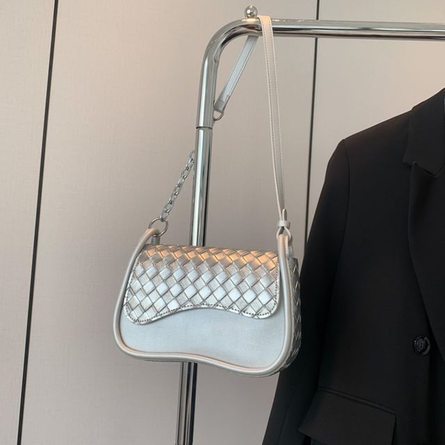 Bag Flap Faux Woven Leather Crossbody Plain