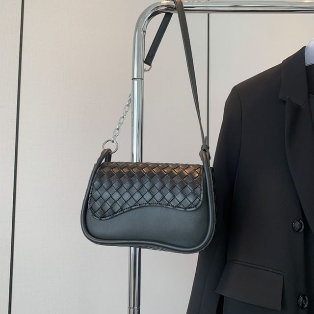 Bag Flap Faux Woven Leather Crossbody Plain